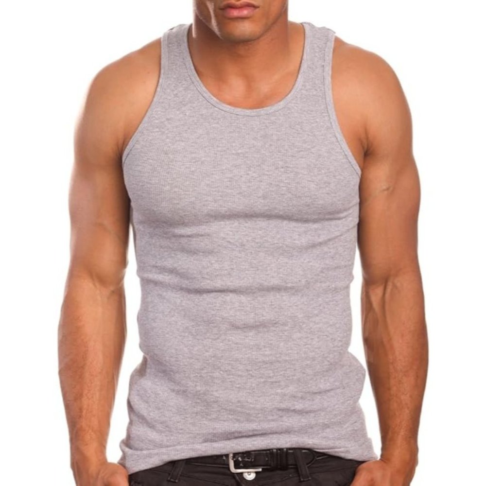 Mens A-Shirts 3 Pack Undershirt, Large, Heather Grey